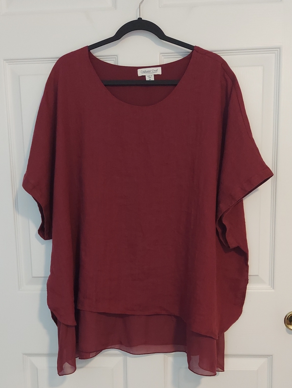 Coldwater Creek Women's Wine Red Layered Linen-Blend Tunic 3X
